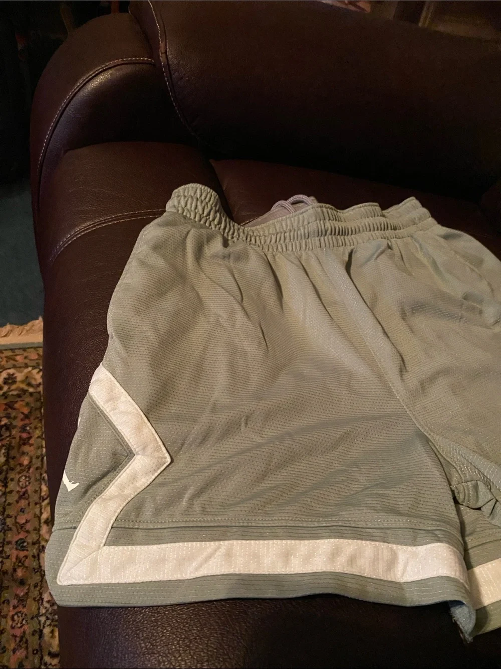 Jordan Men’s Athletic Mesh Shorts in Olive Green with White Trim